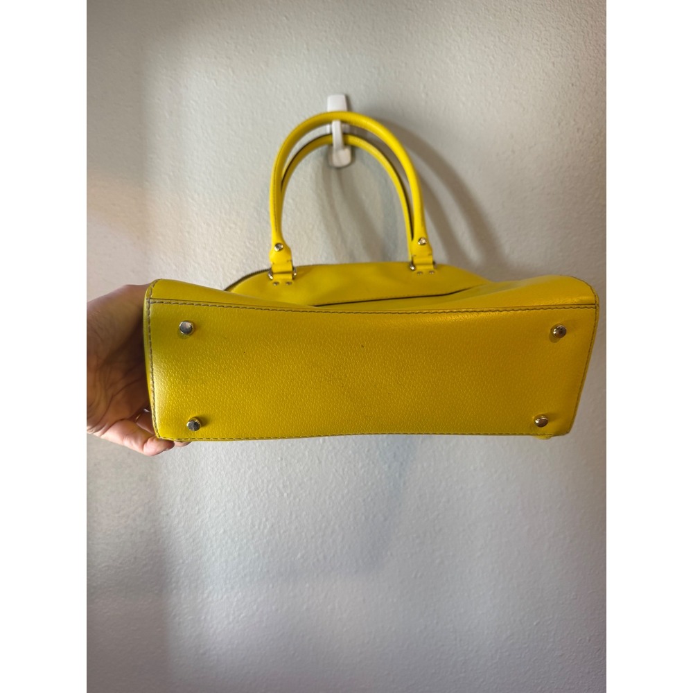 Kate Spade Satchel Womens Medium Yellow Pebbled Leather Dome Bag Summer Bright - Picture 10 of 10